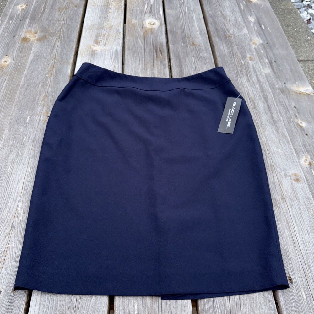 Black Label by Evan Picone Navy Blue Pencil Knee Length Skirt Women’s  size 12